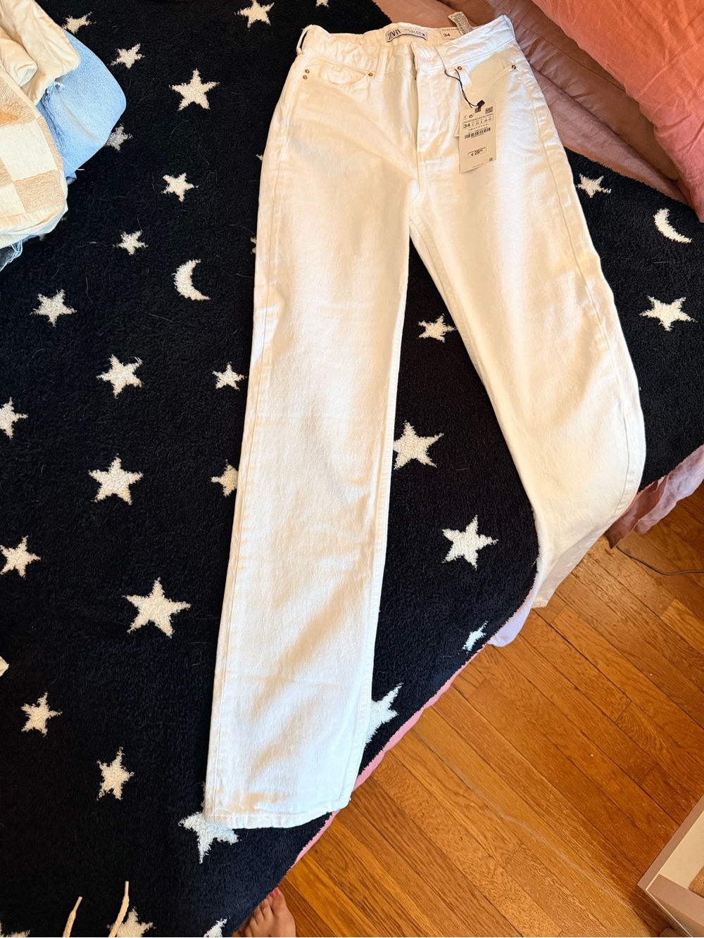 Zara White Straight-Leg Jeans